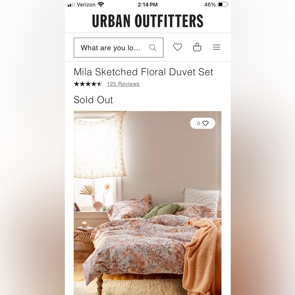 ❤️ Urban Outfitters Mila Sketched Floral Duvet Full Queen